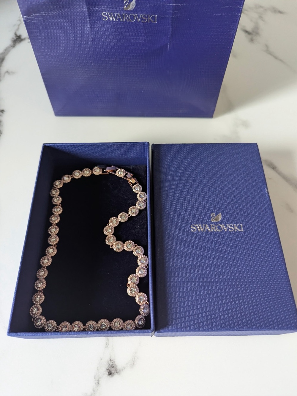 Swarovski Rose Gold Crystal Tennis Necklace